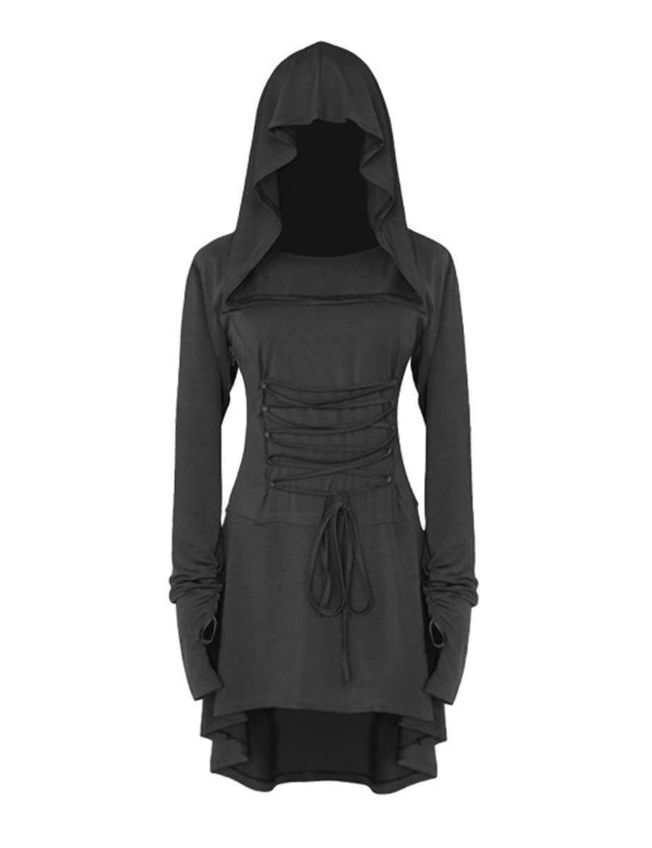 chuangminghangqi Renaissance Medieval Costume Women Black Gothic Dress Deals Clearance Cloak With Hood The Witch Cape Victorian Fancy Dress Vampire Cape Gothic Clothes For Women (L, Black)