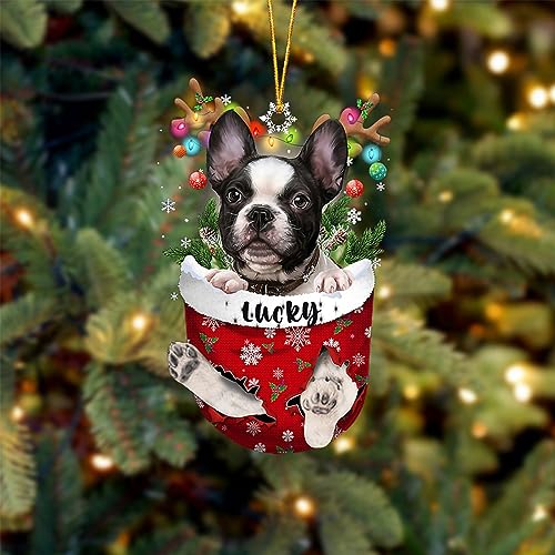 Personalized Dog Christmas Ornament, French Bulldog in Snow Pocket Ornament, Dog Acrylic Shape Ornament Tree Decor, Gift for Dog Lovers, Dog Christmas Décor - Gift 62 at Amazon