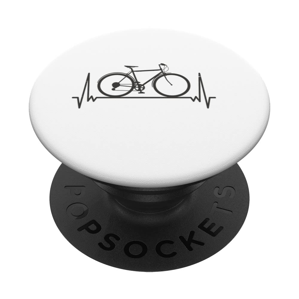 Bicycling Lover Cycling Biking ekg Bicycle hertbeat line PopSockets Swappable PopGrip