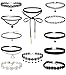 FIBO STEEL 10-12 Pcs Leather Chain Necklace for Women Girls Choker Necklace Velvet Length Adjustable