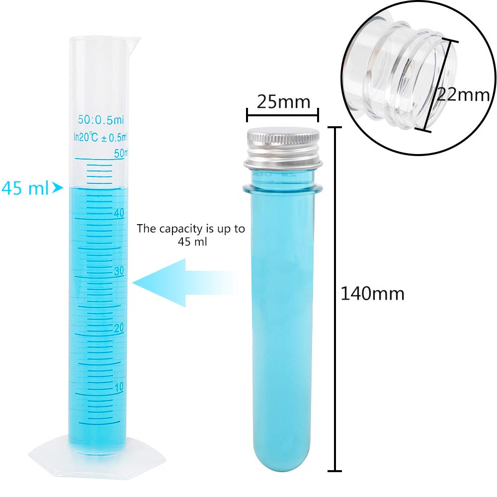 RainbowB 12 Clear Plastic Test Tubes with Screw Caps, Bath Salt