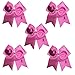 CN 7 Inch Jumbo Breast Cancer Awareness Cheer Bow Print Grosgrain Ribbon Hair Bows With Elastic Tie for cheerleader