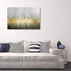 Canvas Print Wall Art - Abstract Grunge Wall with Golden Paints - Gallery Wrap Modern Home Art | Ready to Hang - 12" x 18"