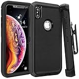iPhone Xs Max Case,FOGEEK Belt Clip Holster Heavy Duty Kickstand Cover [Support Wireless Charging] [Dust-Proof] [Shockproof] Compatible for Apple iPhone Xs Max [6.5 inch] (Black)