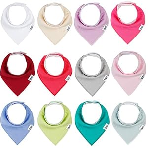Baby Bandana Drool Bibs for Girls,12 Pack Solid Colors Baby Girl Bibs Set,Absorbent 100% Organic Cotton for Newborn…