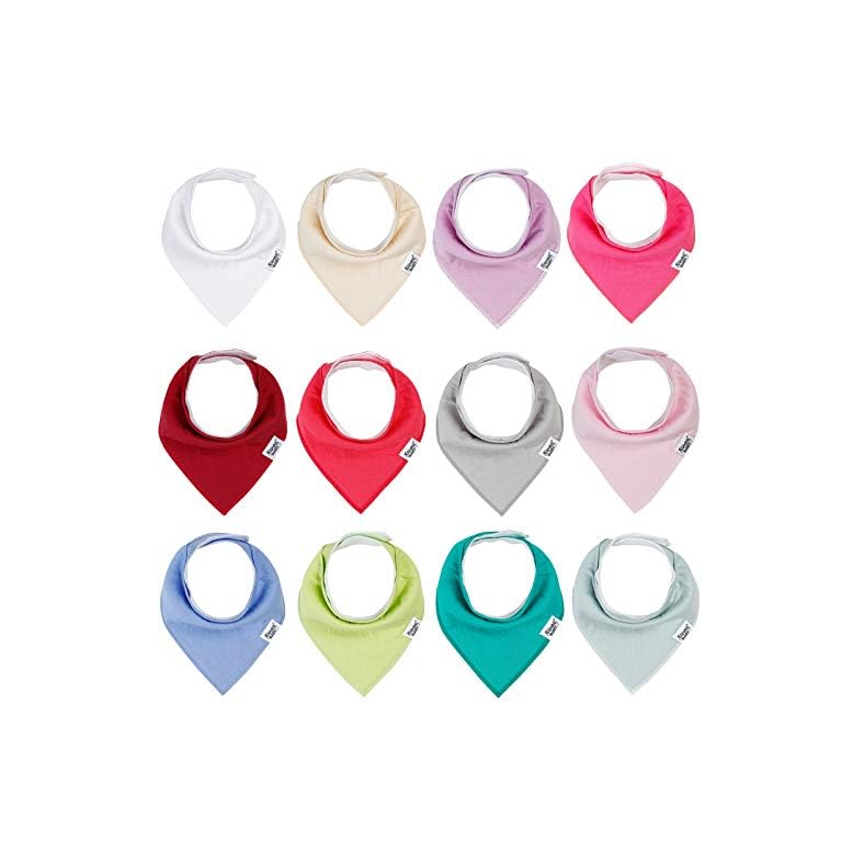 Baby Bandana Drool Bibs for Girls,12 Pack Solid Colors Baby Girl Bibs Set,Absorbent 100% Organic Cotton for Newborn…