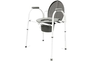 Avantia Ultra Comfort Portable Steel Commode Chair with Height Adjustable Settings, Wide Ergonomic Seat and Padded Armrest