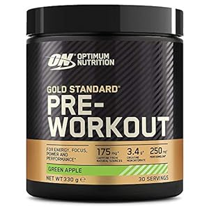 Optimum-Nutrition-Gold-Standard-Pre-Workout-Powder-Energy-Drink-with-Creatine-Monohydrate-Beta-Alanine-Caffeine-and-Vitamin-B-Complex-Green-Apple-30-Servings-330-g-Packaging-May-Vary Optimum Nutrition Gold Standard Pre Workout Green Apple Flavoured Powder, 330g