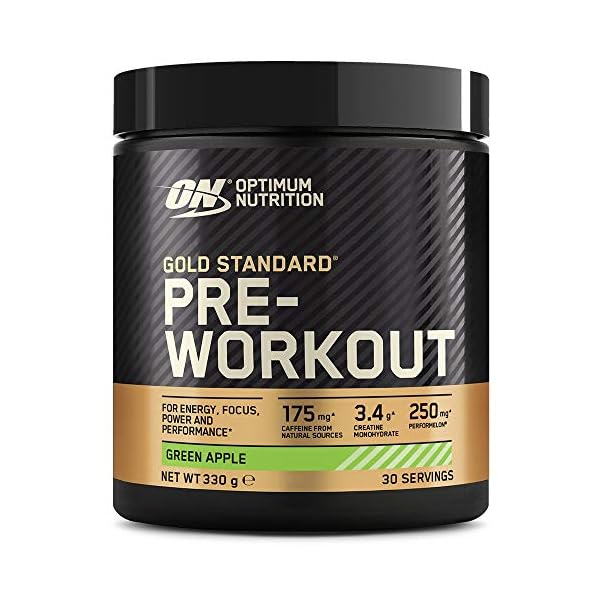 Optimum-Nutrition-Gold-Standard-Pre-Workout-Powder-Energy-Drink-with-Creatine-Monohydrate-Beta-Alanine-Caffeine-and-Vitamin-B-Complex-Green-Apple-30-Servings-330-g-Packaging-May-Vary Optimum Nutrition Gold Standard Pre Workout Green Apple Flavoured Powder, 330g