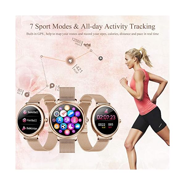 LIEBIG Smart Watch for Women, Full Touch Fitness Watch Tracker with Female Function Heart Rate Monitor Blood Pressure…