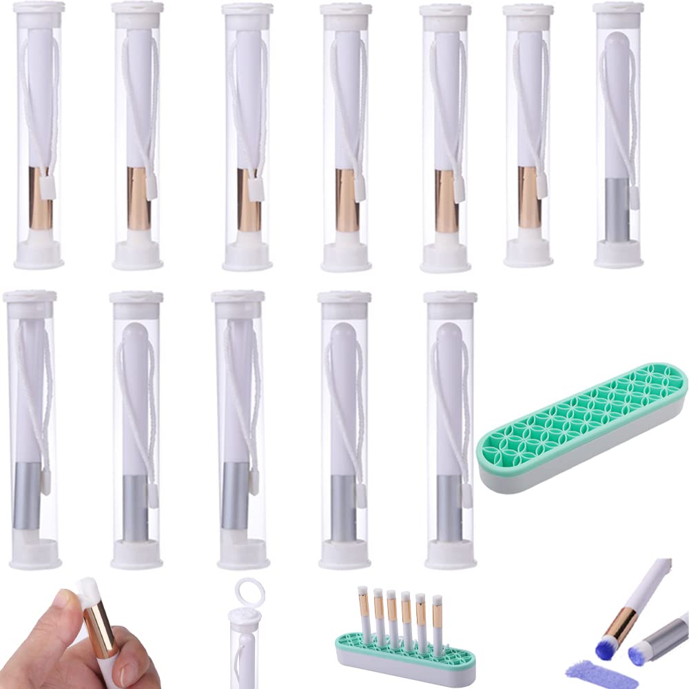 12 Pieces Ink Blending Brushes for Card Making Paper Crafting Stamping Background Mini Crafting Brushes with Holder Sets for Blending Paper Crafter Blenders,Makeup Blender Multipurpose Use