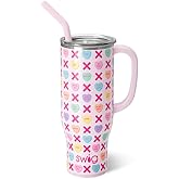 Swig Life 30oz Mega Mug, 30 oz Tumbler with Handle and Straw, Cup Holder Friendly, Dishwasher Safe, Extra Large Insulated Tumbler, Stainless Steel Water Bottle (Be Mine)