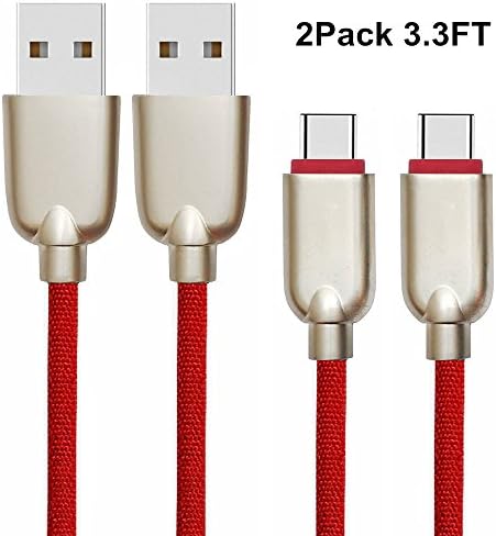 USB Type C Cable, USB 3.0 to USB-C, AWOGER 3FT USB C Cable Durable Nylon Braided Cord Reversible Connector Rapid Data Sync Type C Charging Cable for Samsung Galaxy Note 8 LG V30 G6 V20 Blue (Red)