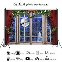 OFILA 12x8ft Christmas Window Backdrop for