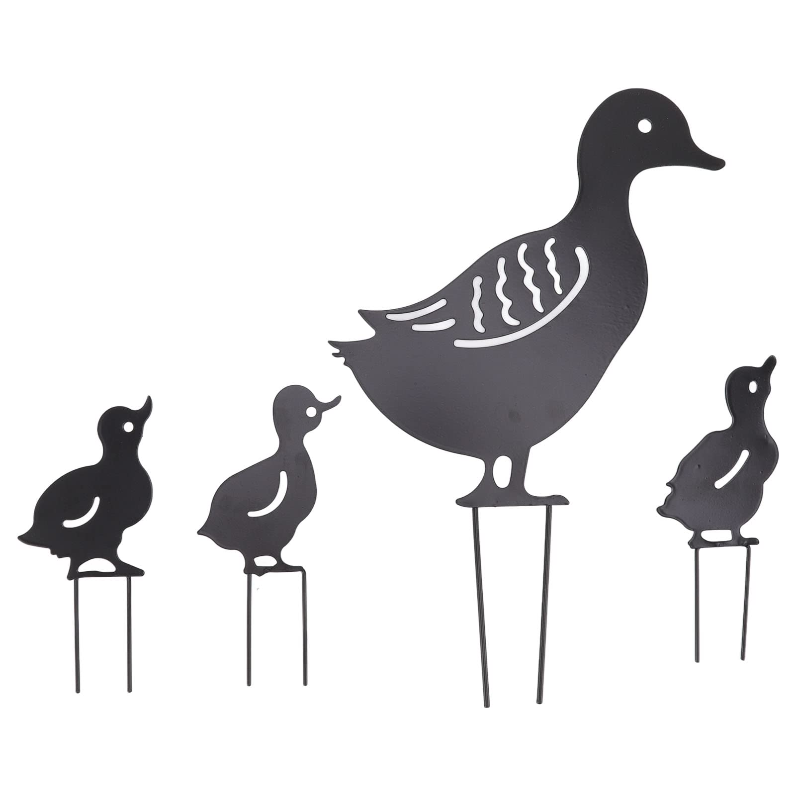 Gsycle 4PCS Duck Garden Statue, Animal Silhouette Garden Stake Metal Duck Garden Hollow Garden Decorations Outdoor Statues Animal Stakes for Yard Decor and Lawn Ornaments