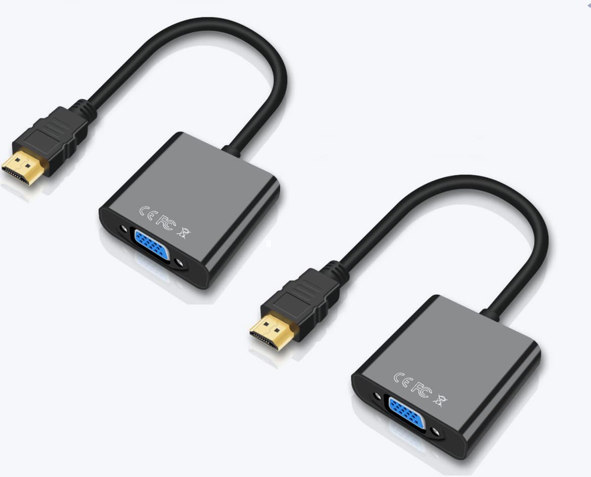 LBSC HDMI to VGA Adapter,1080P HDMI to VGA Converter (Male to Female) for Computer, Desktop, Laptop, PC, Monitor, Projector, HDTV, Chromebook, Raspberry Pi, Roku, Xbox and More (Black-2pcs)
