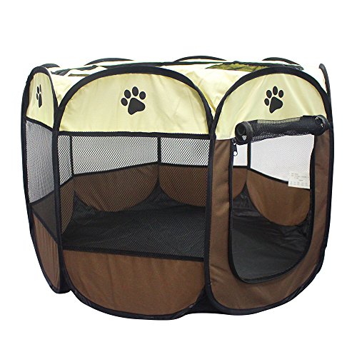 penobon Portable Foldable Pet Playpen, Exercise Kennel Removable Security Mesh Cover Indoor/Outdoor Tent，Pet Soft Side Play Yard - Thumbnail 2