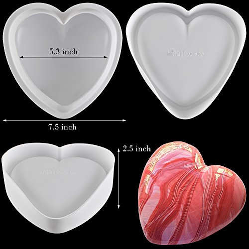 2pcs Silicone Cake Molds for Mousse Ice Cream Chiffon Chocolate Dessert Jelly Pastry Round and Heart DIY Baking Pan Bakeware Decorating Tool Accessories, FDA Oven Refrigerator Safe - Thumbnail 2