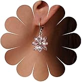 Sttiafay Vintage Blue Crystal Flower Earrings Sapphire Drop Earrings Rhinestone Flower Hoop Earrings Blue Gem Flower Stud Earrings Jewelry for Women