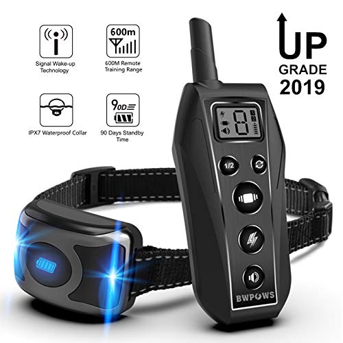 Bwpows Dog Training Collar with 3 Training Modes-Beep/Vibration/Shock,up to 1968Ft Long Range Remote Control,100% Waterproof Dog Shock Collar for for Small, Medium, Large Dogs,2019 Newest Design