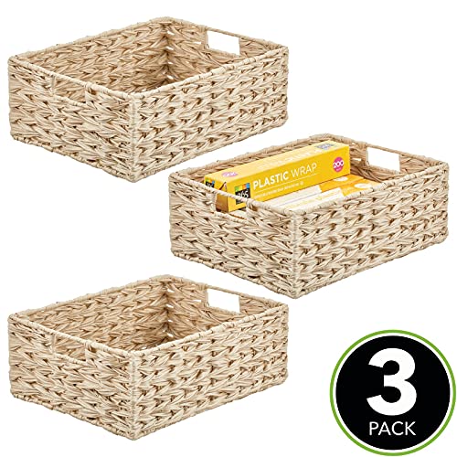 mDesign Woven Farmhouse Kitchen Pantry Food Storage Organizer Basket