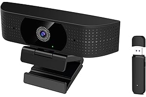 1080P Wireless Webcam for PC, Webcam with Noise Cancelling Microphone, 92° Viewing Angle, 360° Rotation, Plug and Play, Wirel