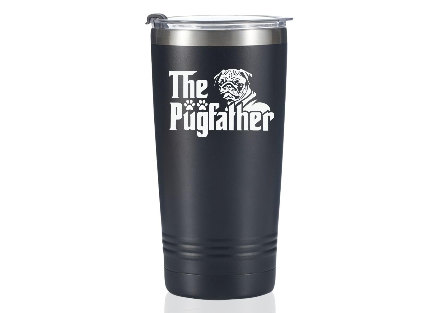Onebttl Pug Gifts for Pug Lover, The Pug Father, Father's Day Pug Tumbler, Pug Cup for Men Dog Dad, Dog Owner, 590ML Travel Mug, Black