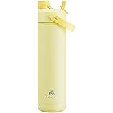 POWCAN 26 oz Insulated Water Bottle with 2-in-1 Straw and Spout Lid, Keep Cold 24H, Leak-Proof, Fits in Car Cup Holder, Stainless Steel Water Bottle for Sports, Travel, Gym, and School (Butter)