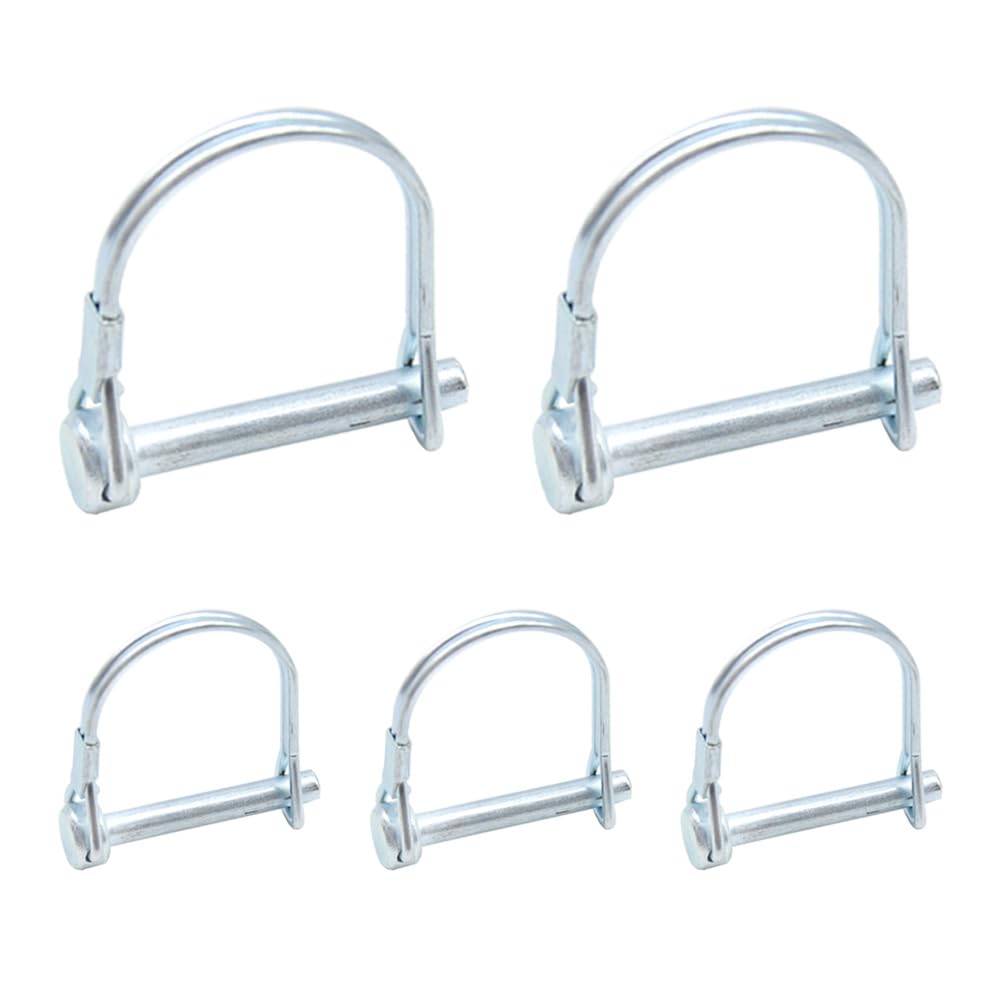 GOSHUNG 5PCS Wire Lock Pin Zinc Plated Carbon Steel Shaft Locking Pin Trailers Lock Hitch Lock Pin Round Loop Wire Pin for Lawn Garden Farm Trailers(K/DX/6x40mm)