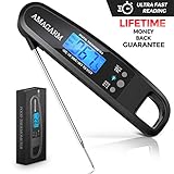 2018 Upgraded Digital Meat Thermometer for Grill and Cooking, 2S Best Super Fast Instant Read Waterproof Kitchen Thermometer Probe for Food Heat, Candy, Liquids, Grilling, Beef, Bread, Cakes, BBQ