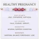 Kefley Mama to Be Gifts for First Time Moms Natural Stone Pregnancy Bracelet Pink Beaded Healing Crystal Spiritual Bracelets Congrats on Pregnancy Gift Pregnant New Mom Mommy Essentials Must Haves