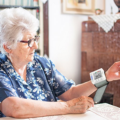 Wrist Blood Pressure Monitor HYLOGY Two Users Mode BP Monitor Automatic Measurement with Large LCD Display and Adjustable Wrist Cuff Monitoring Irregular Heart Rate Portable