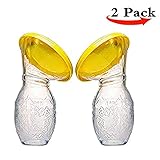 Silicone Breastfeeding Manual Breast Pumps Milk Pump Suction with Lid,Breast Milk Saving Made Easy,Flexible & Lightweight ,Pack of 2