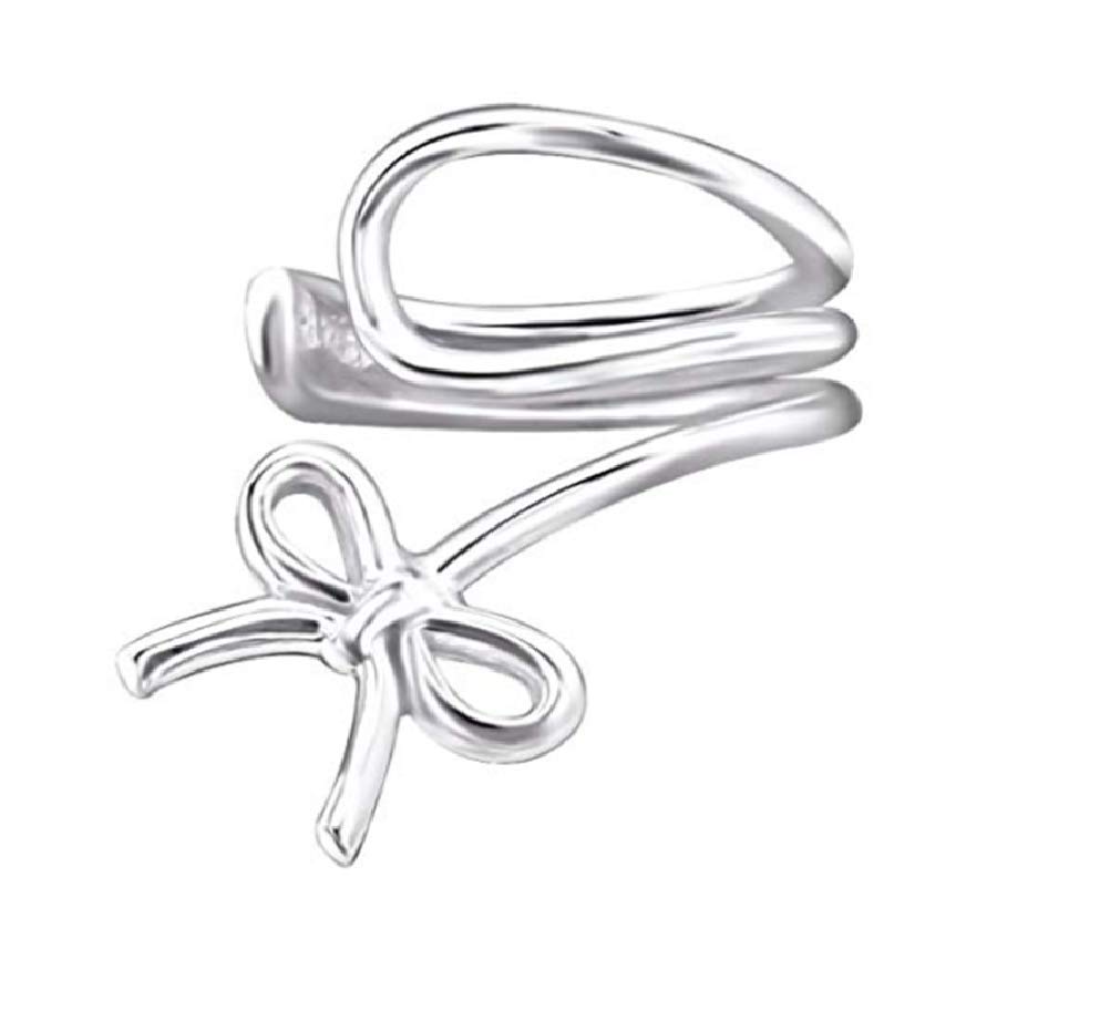 Bow Ear Cuff 925 Sterling Silver Earring Climber Clip On Cartilage Earring