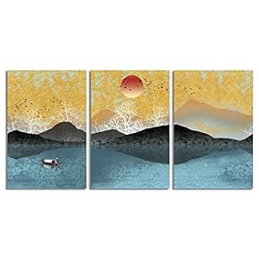 Abstract Chinese Landscape Painting Artwork for Home Framed...