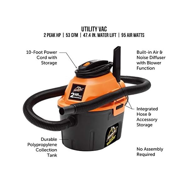 2.5 Gallon, 2 Peak HP, Utility Wet/Dry Vacuum, AA255 RobotzMania