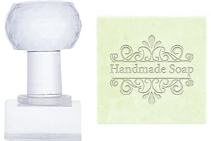 PH PandaHall Flower Acrylic Stamp with Handle - Round Soap Chapter Imprint Stamp for Handmade Soap, Cookie, Clay, Pottery & B