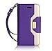 ProCase iPhone SE / 5S Case Cover (Old Model), Wallet Flip Case, with Wristlet Strap, Build-in Card Slots and Mirror, Stylish Slim Stand Cover for Apple iPhone SE / 5S (Purple)