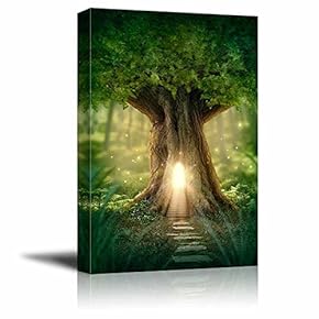 Fantasy Tree House with Light in The Forest Wall Decor