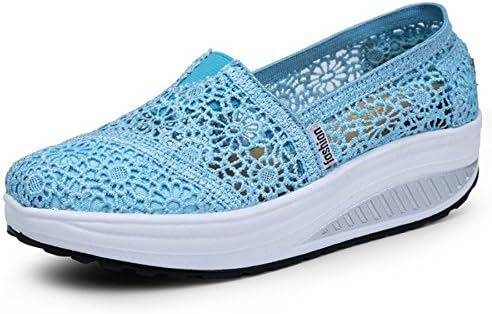 Women's Mesh Platform Walking Shoes Lightweight Slip-on Fitness Work Out Sneaker Shoes