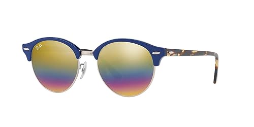 Ray-Ban RB4246 Clubround Round Sunglasses, Blue On Transparent