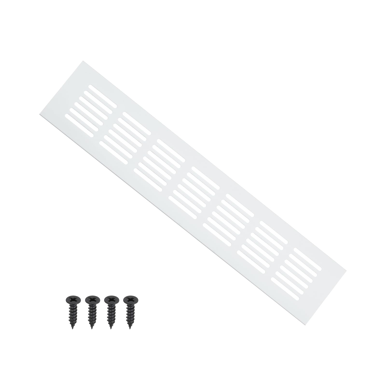 PATIKIL 12 x 2.4 Inch Door Air Vent Cover, 1 Pcs Heavy Duty Aluminum Grille Ventilation Cover Louvered with Mounting Screws for Cabinet Wardrobe Door, Silver
