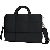MOSISO Puffy Laptop Shoulder Bag, Messenger Computer Bags, Rectangle Quilted Flapover Sleeve Bag with Zipper&Pocket,