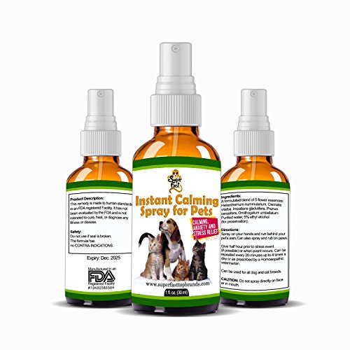 Instant Calming Spray for Pets Helps with Separation Anxiety, Fear of Thunder & Aggressive Behavior Natural Anti-Stress Formula for Dogs & Cats Easy to Use, Good for times of Stress or Trauma