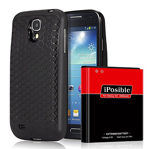 Galaxy S4 Extended Battery [6500mAh]iPosible(Up to 2.3X Extra Battery Power) with Back Protective Case for Samsung Galaxy S4 [24 Month Warranty]
