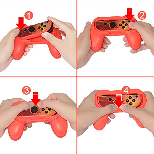 Giochi Controller Joy-con Grip Kit per Nintendo Switch, Lammcou Custodia Protettiva Ergonomica per Nintendo Switch Grip Handheld Custodia Protettiva per Tutti Gli Switch Nintendo (2-pack, Blu e Rosso)