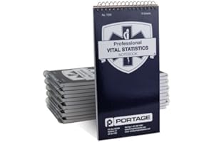 PORTAGE EMT/First Responders Vital Statistics Notebook – 8” x 4” Medical Notebook for Vital Signs and Additional Patient Information – 70 Pages (12 Pack)