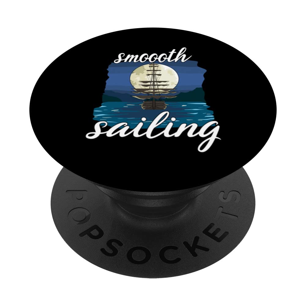 Smooth Sailing Sailing Ship with a Romantic Moonlight PopSockets Swappable PopGrip