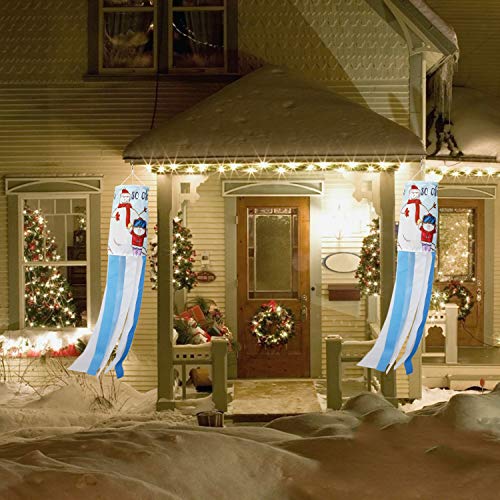 PINCHUANG 40 Inch Snowman Winter Windsock Flag, Christmas Windsock Outdoor Hanging Decoration for Front Yard Patio Lawn Garden Party Decor (Style B)