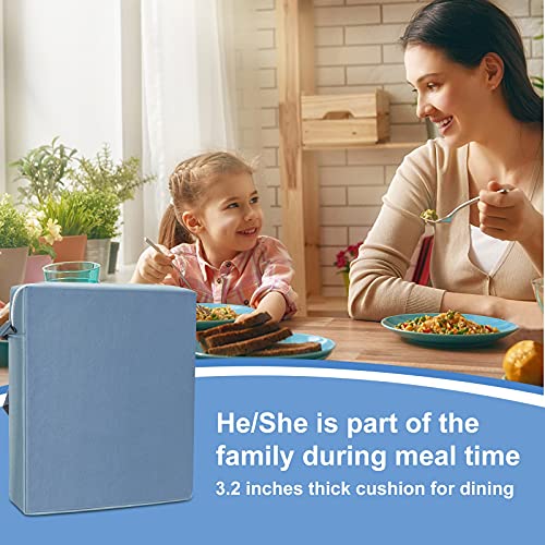 Toddler Booster Seat for Table - Enlarged Waterproof Breathable Booster Seat Cushion for Kids Made of “Modern Leather” with Non-Slip Bottom & Safety Buckle Booster Seat for Dining Chair